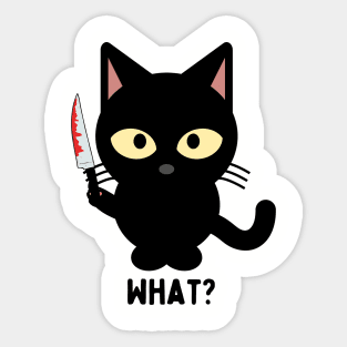 Cat What? funny Cute Cat With Knife Sticker